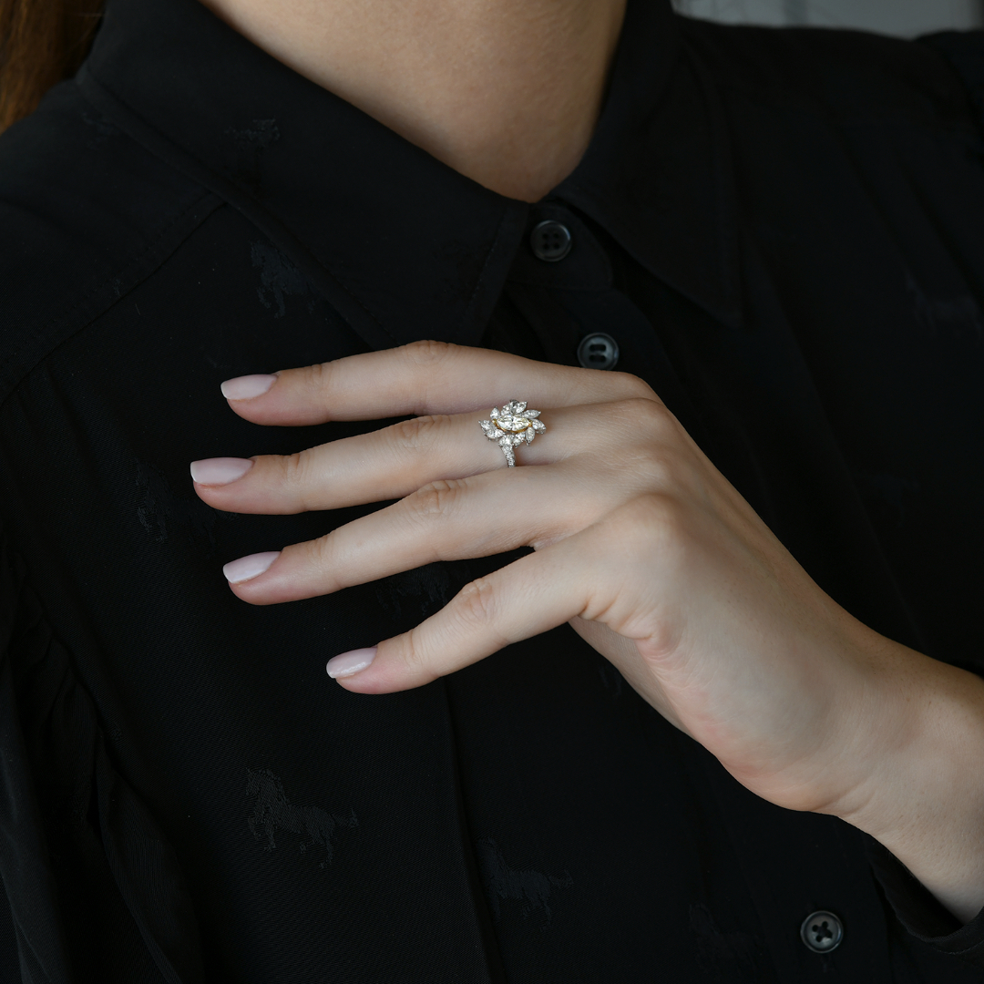 inel din aur alb de 18K cu Diamante naturale  2