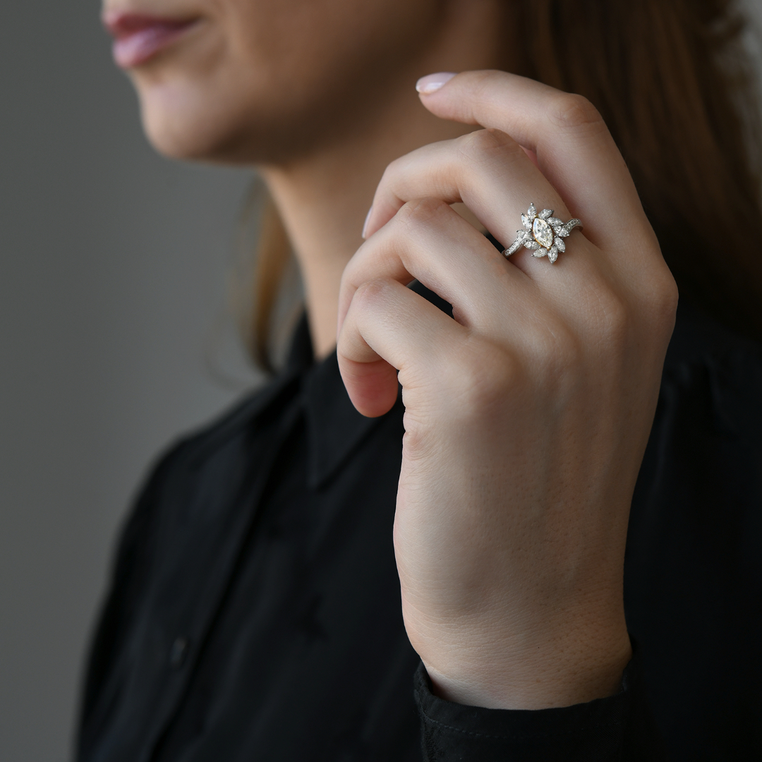 inel din aur alb de 18K cu Diamante naturale  5