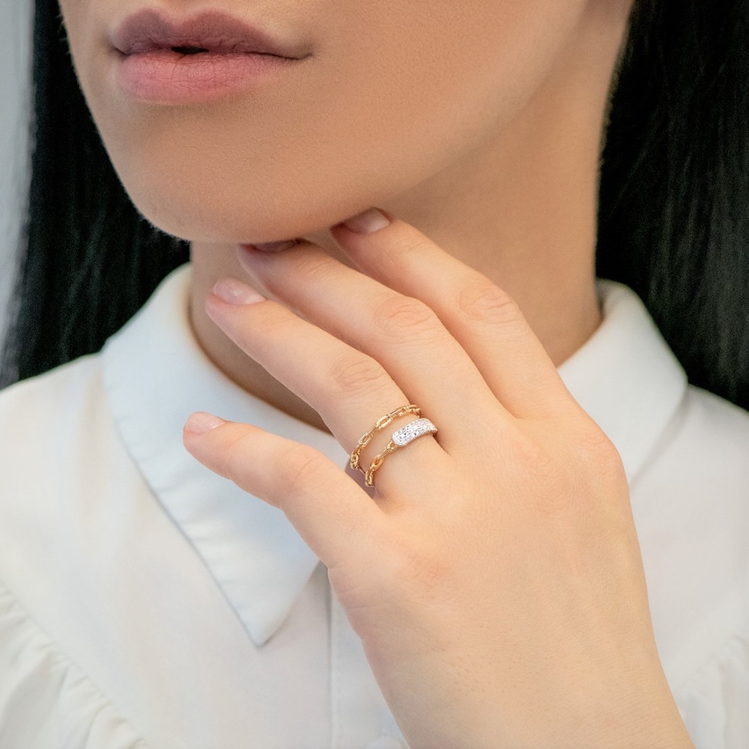 inel din aur galben de 18K cu Diamante naturale  2