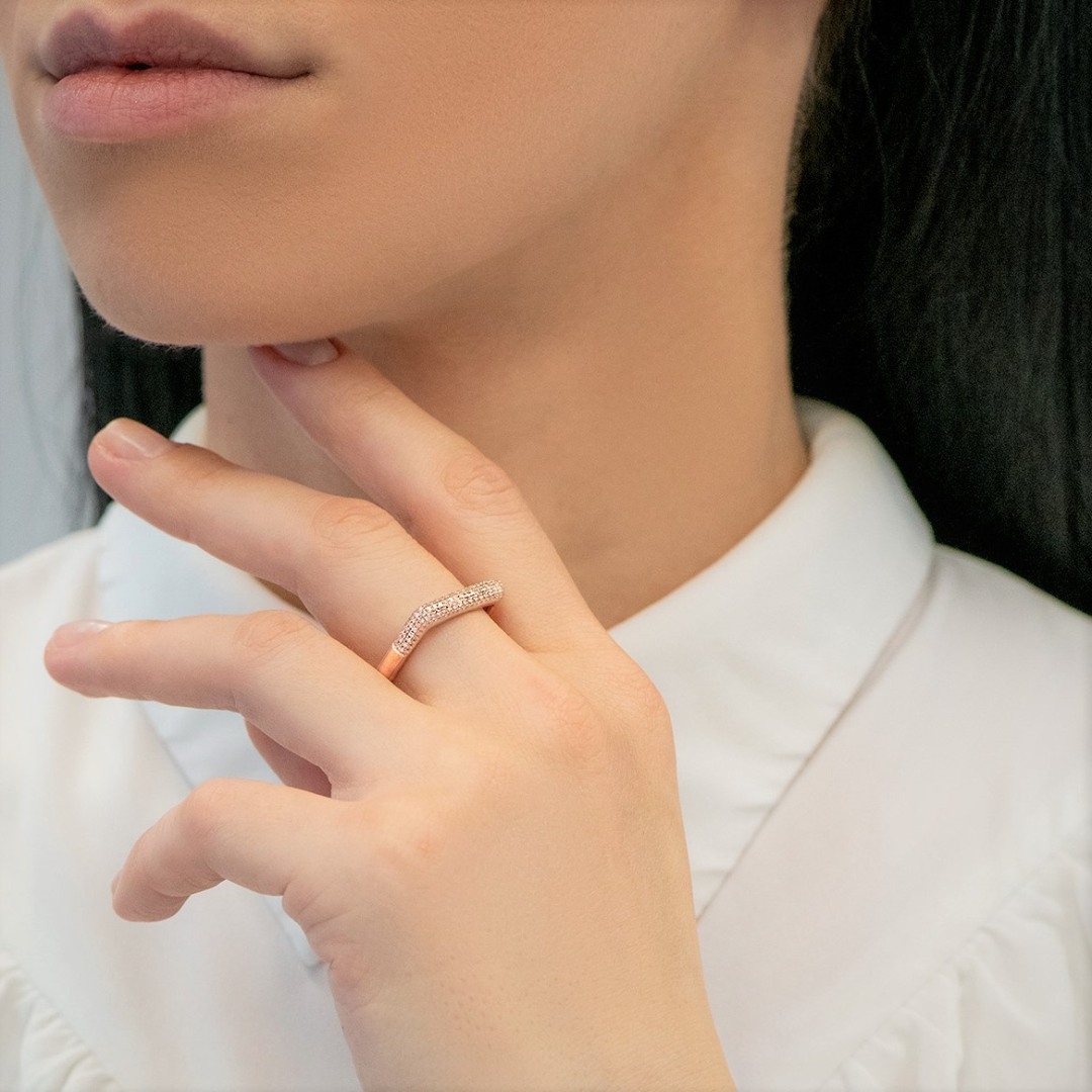 inel din aur roz de 18K cu Diamante naturale  4