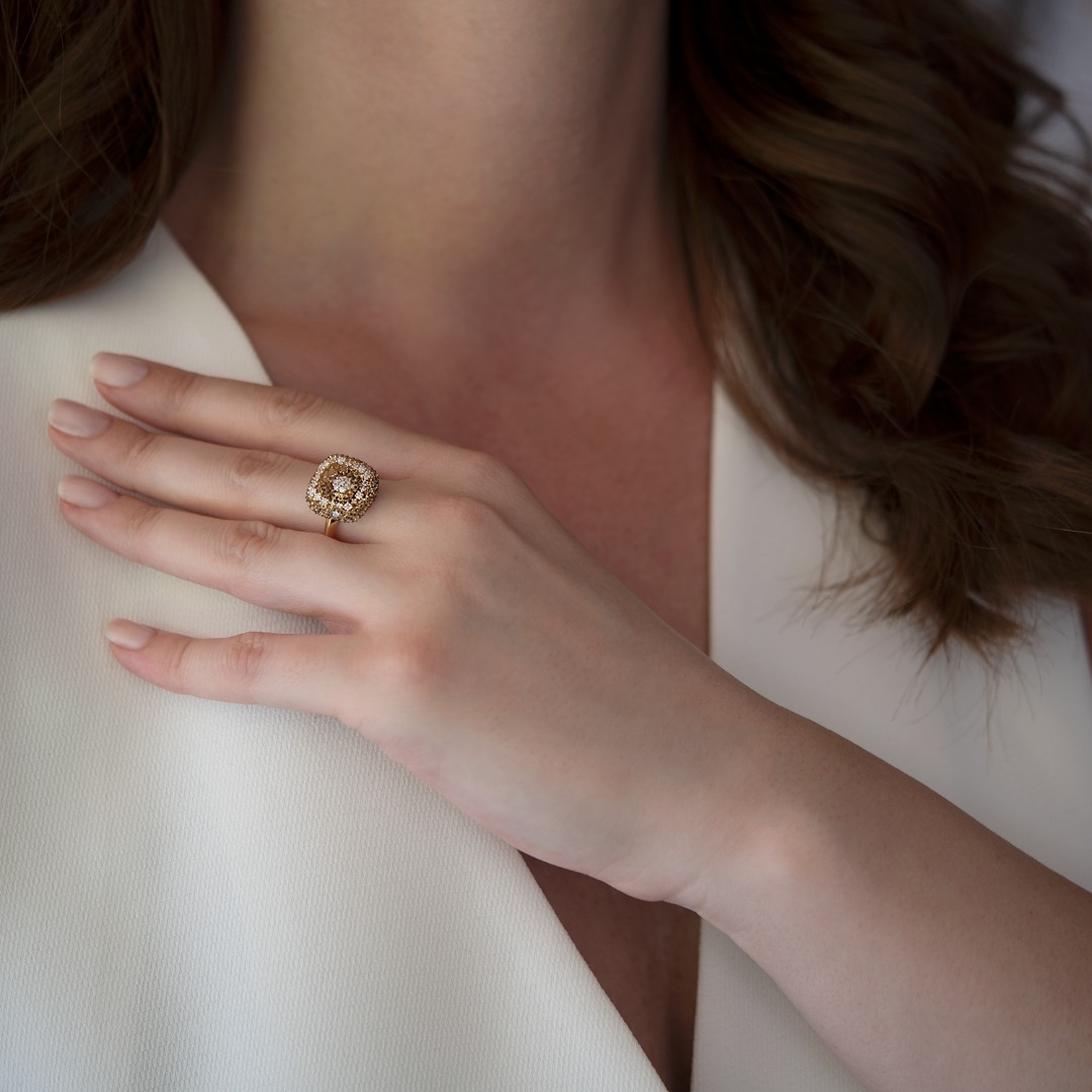 inel din aur galben de 18K cu Diamante naturale  2