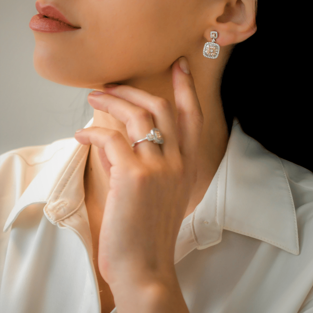 inel din aur alb de 18K cu Diamante naturale  4