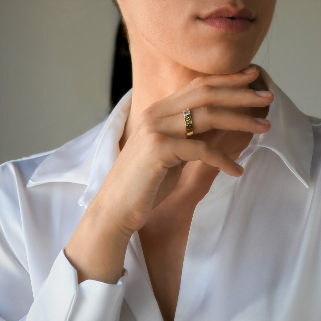 inel din aur galben de 18K cu Diamante naturale  2