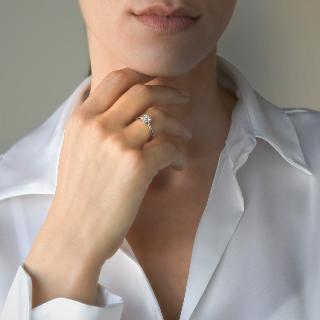 inel din aur alb de 18K cu Diamante  2