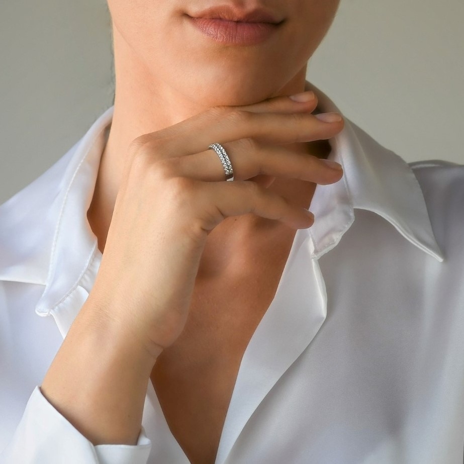 inel din aur alb de 18K cu Diamante naturale  2