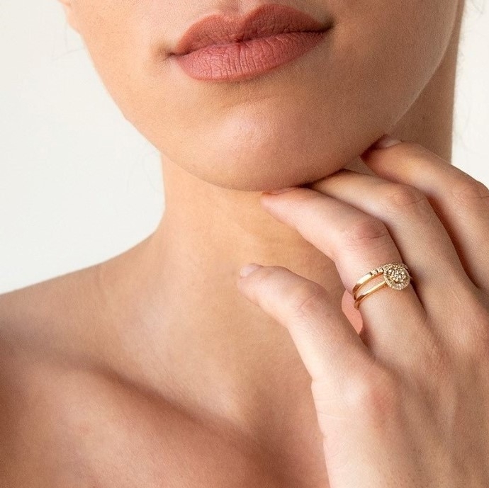 inel din aur galben de 18K cu Diamante naturale  2