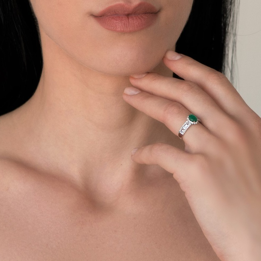 inel din aur galben de 18K cu Smarald și Diamante naturale  2