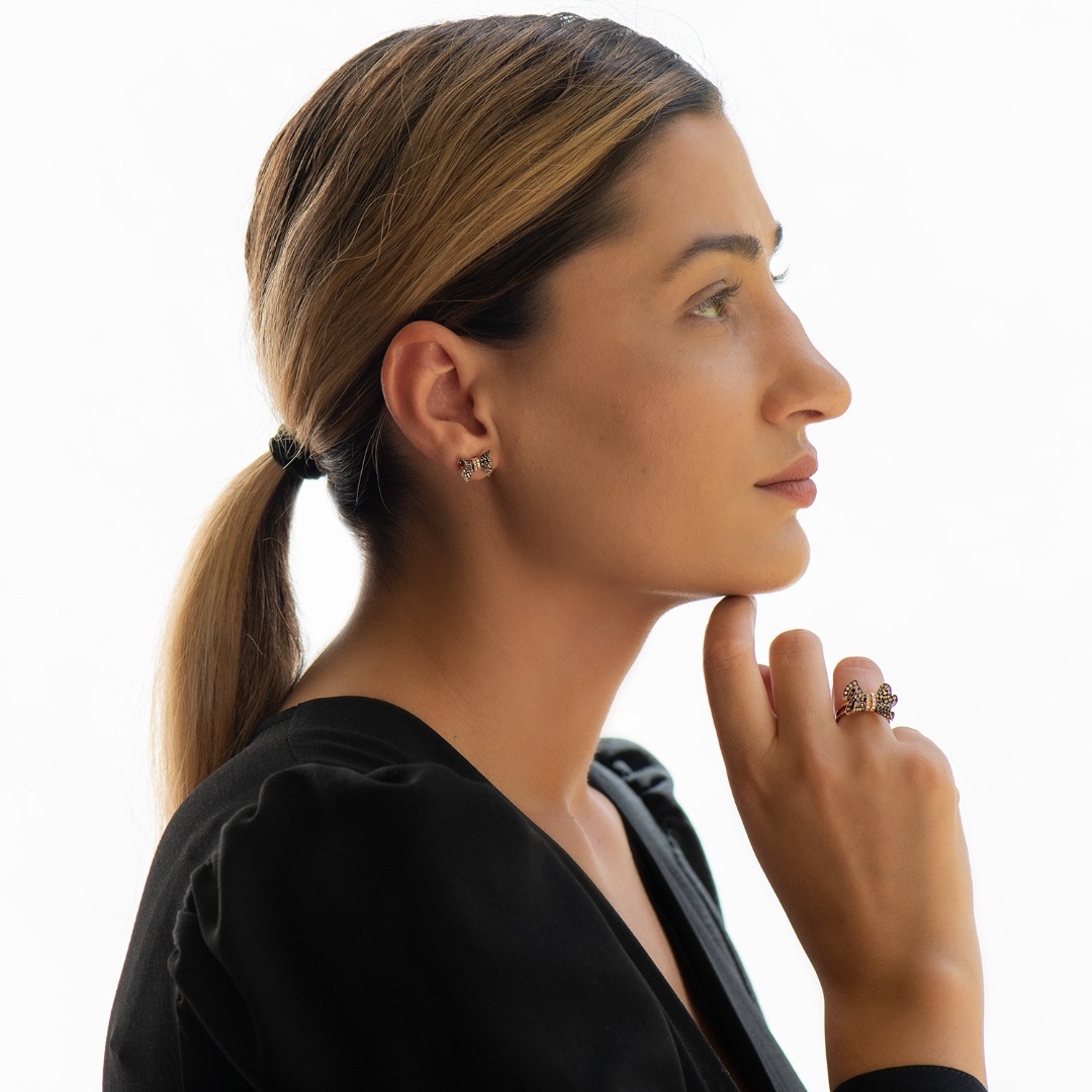 inel din aur roz de 18K cu Diamante naturale  2