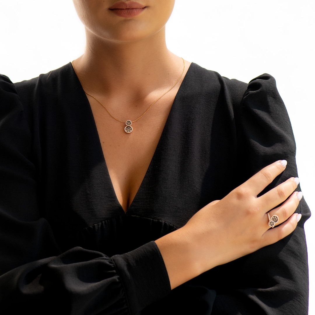 inel din aur roz de 18K cu Diamante naturale  2