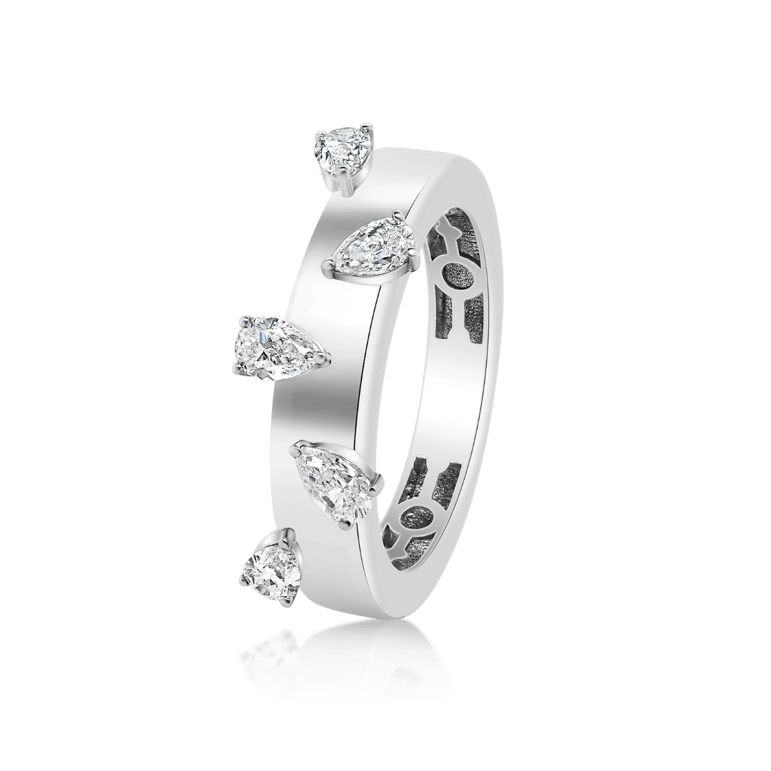 Inel din aur alb de 18K cu Diamante naturale