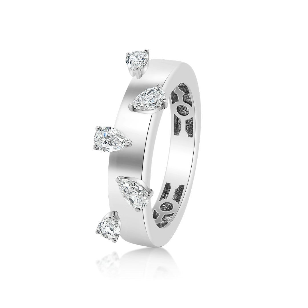inel din aur alb de 18K cu Diamante naturale  1
