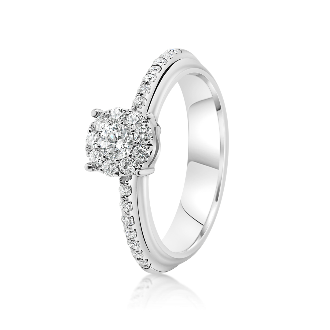 inel din aur alb de 14K cu Diamante naturale  1