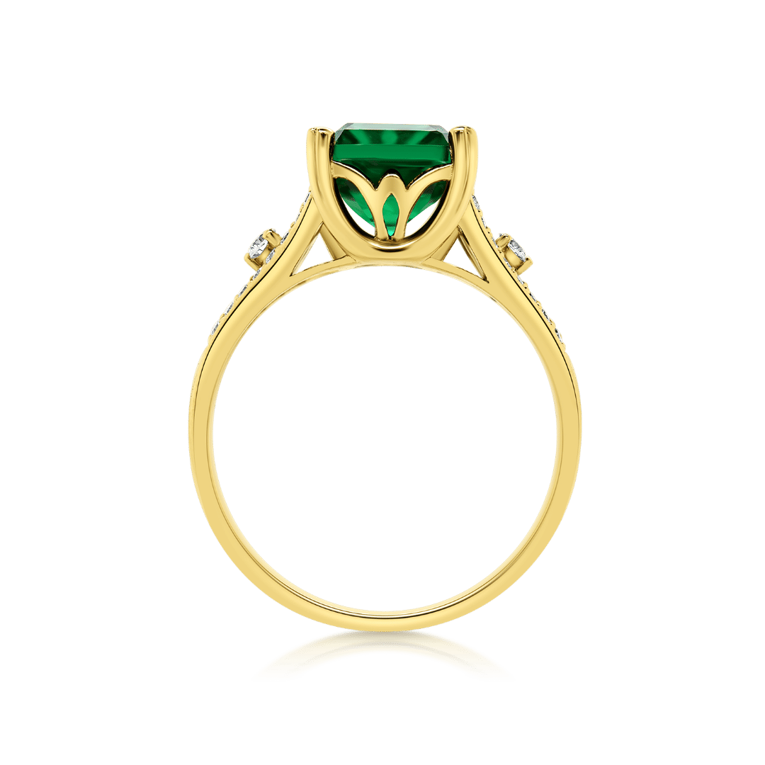 inel din aur galben de 18K, cu Diamante și Smadald  2