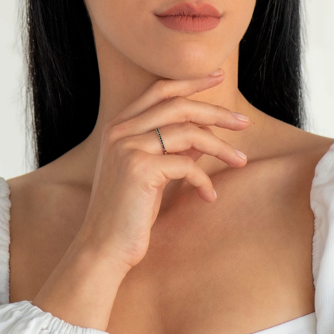 inel din aur alb de 18K cu Diamante naturale  2