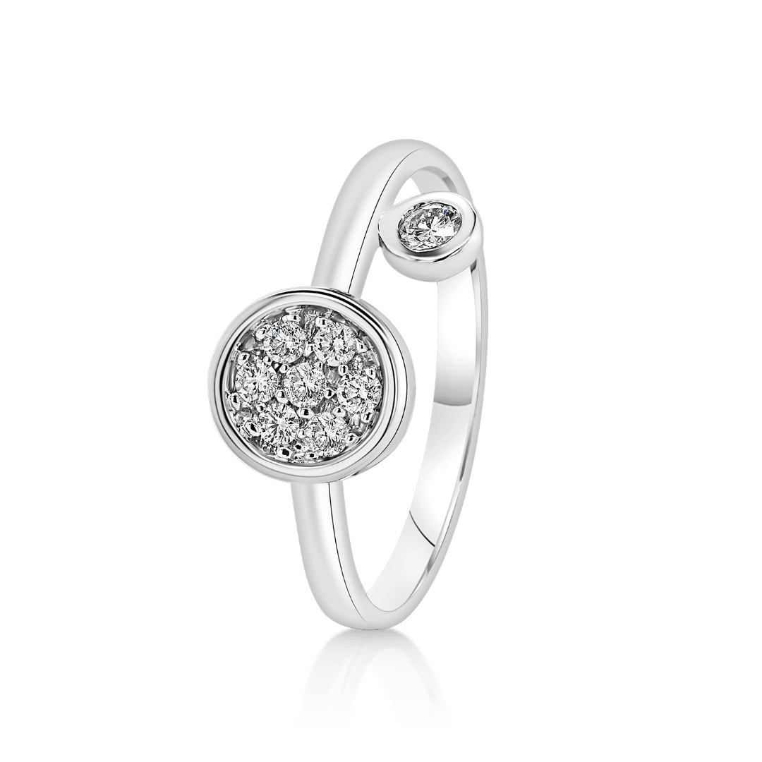 inel din aur alb de 18K cu Diamante naturale  1