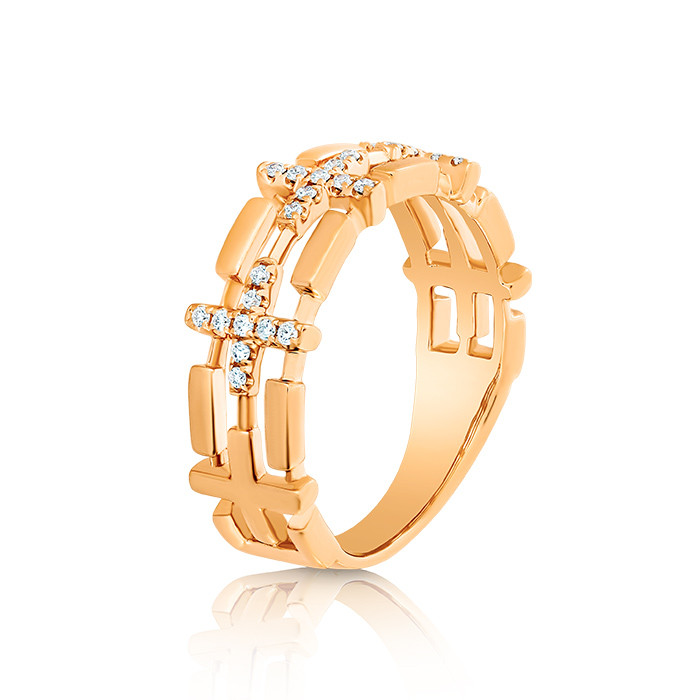 inel din aur roz de 18K, încrustat cu Diamante naturale  
