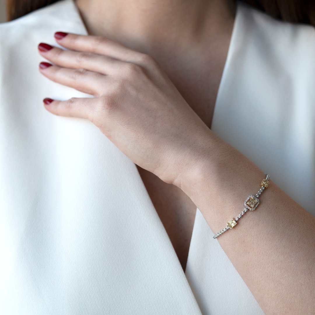 brățară Tennis din aur alb de 18K cu Diamante naturale  3