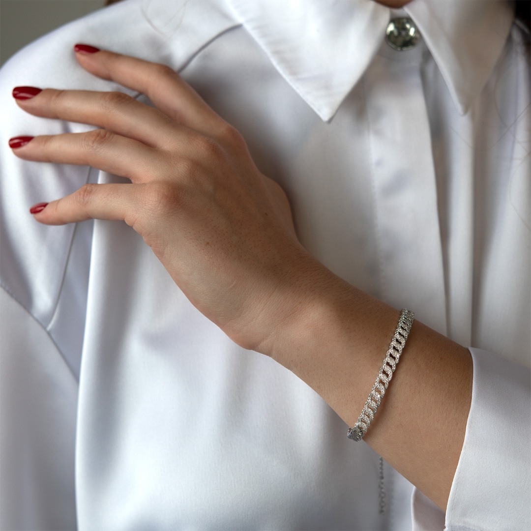 brățară din aur alb de 14K cu Diamante naturale  4