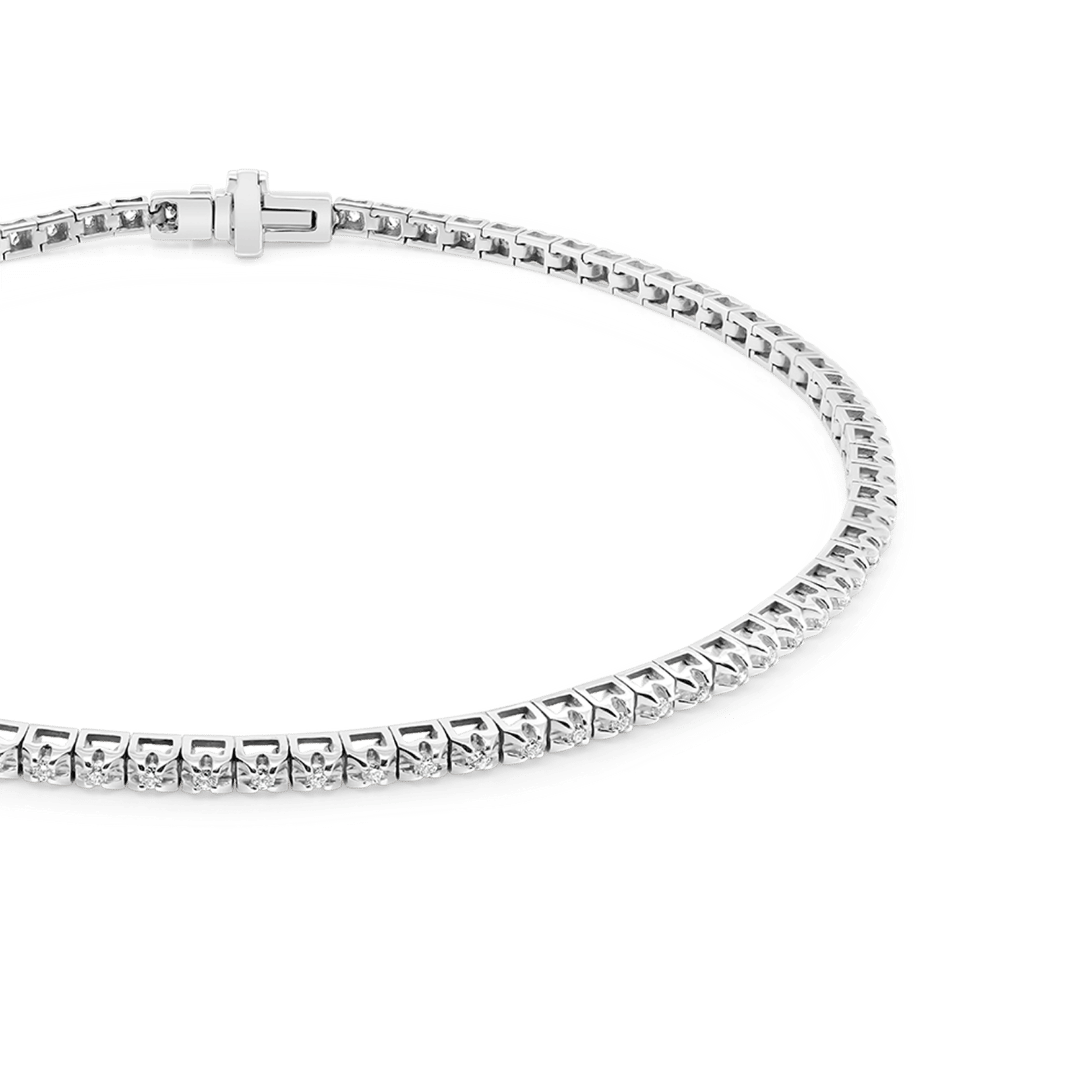 brățară Tennis din aur alb de 14K cu Diamante naturale  2