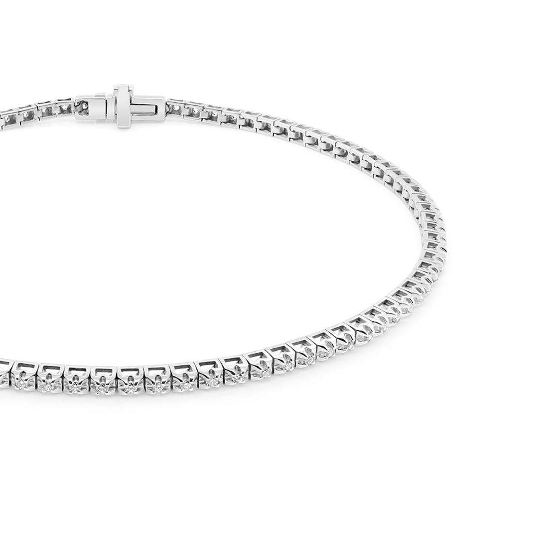 brățară Tennis din aur alb de 14K cu Diamante naturale  2