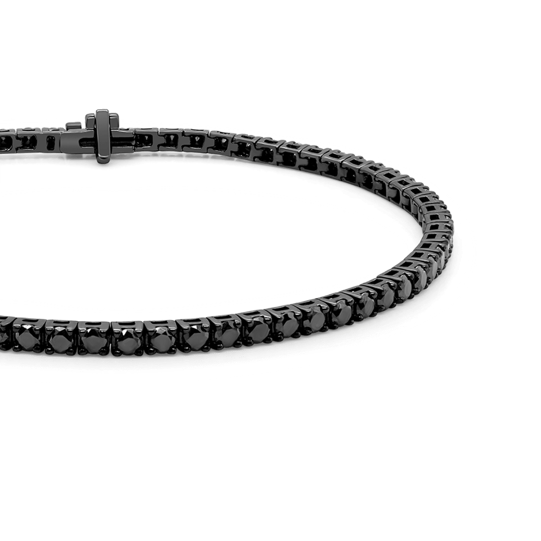 brățară Tennis din aur de 18K cu Diamante negre  2