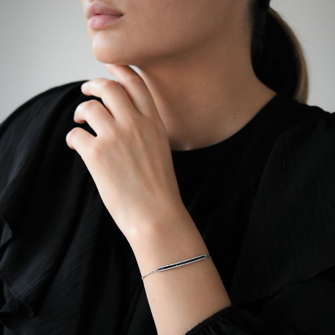 brățară din aur alb de 18K cu Safire albastre și Diamante naturale  3