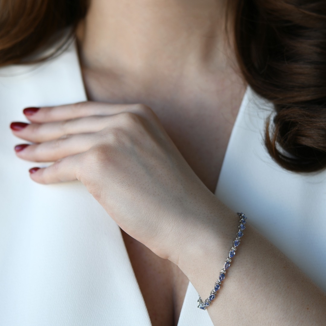 brățară din aur alb de 18K cu Tanzanite și Diamante naturale  2