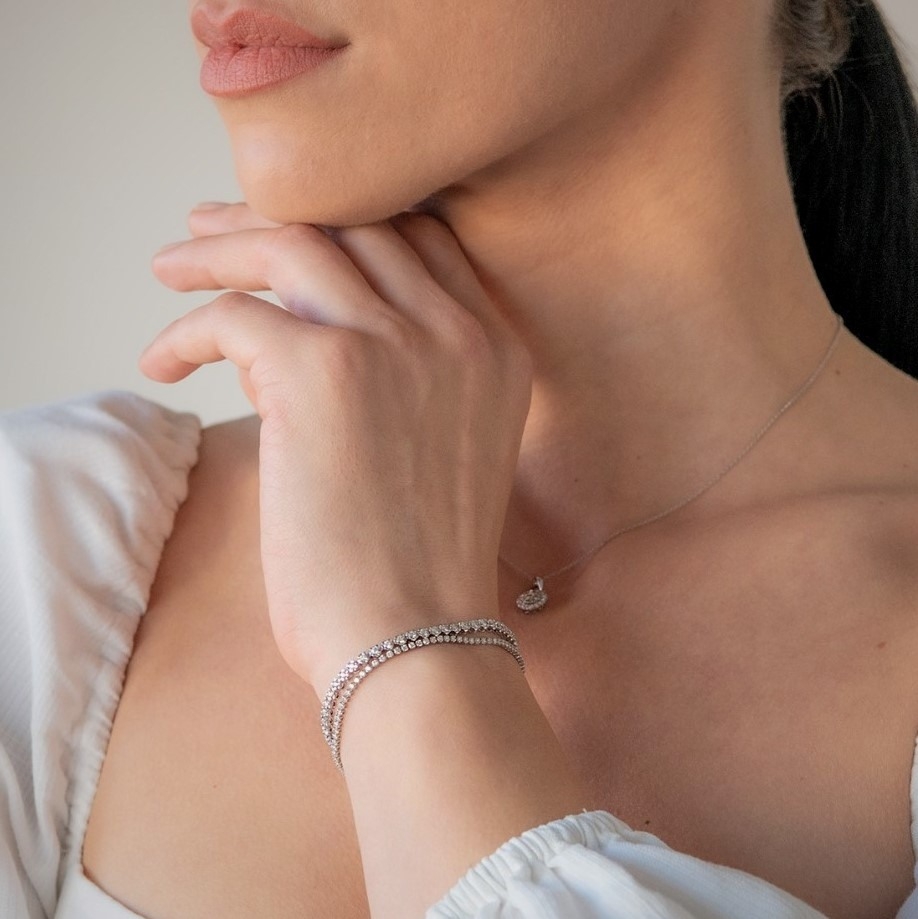 brățară Tennis din aur alb de 18K cu Diamante naturale  3