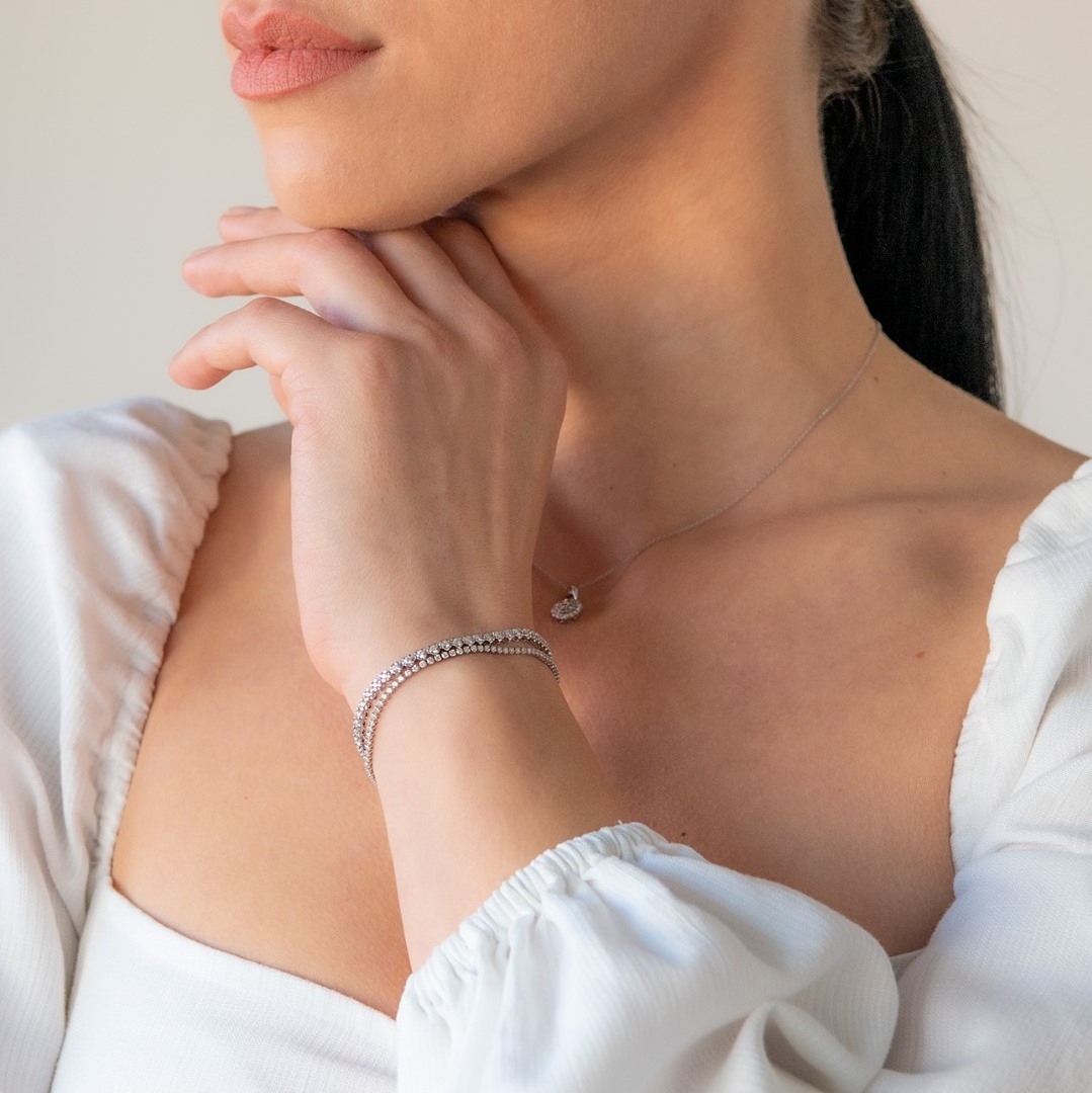 brățară Tennis din aur alb de 18K cu Diamante de 1.987ct.  2