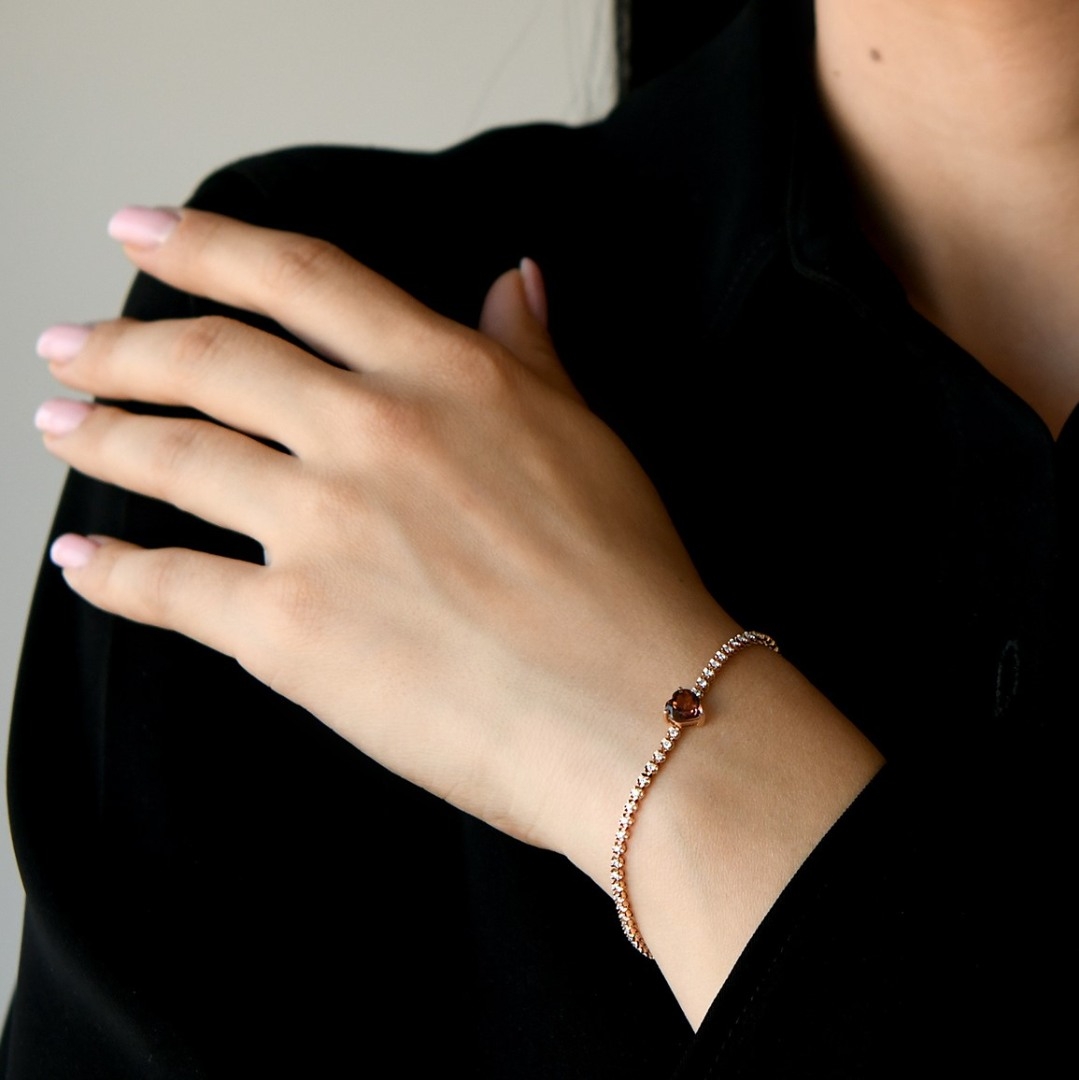 brățară din aur roz de 18K, cu Diamante și Turmalin  2
