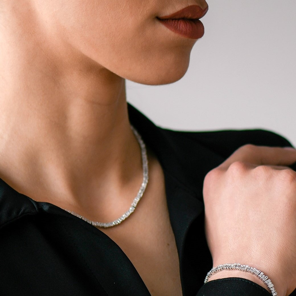 brățară din aur alb de 18K cu Diamante naturale  4