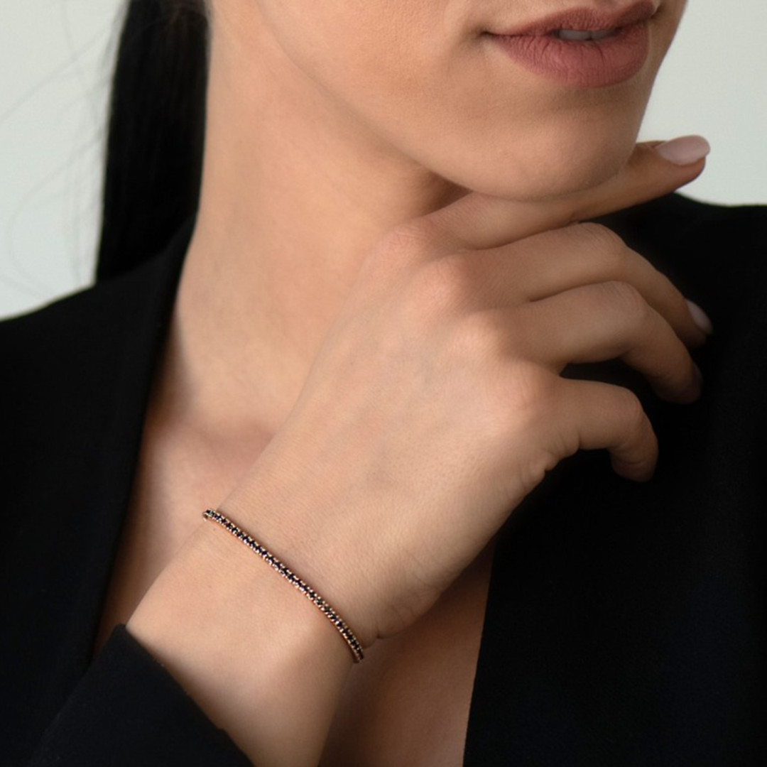 brățară din aur roz de 18K cu Diamante naturale negre  3