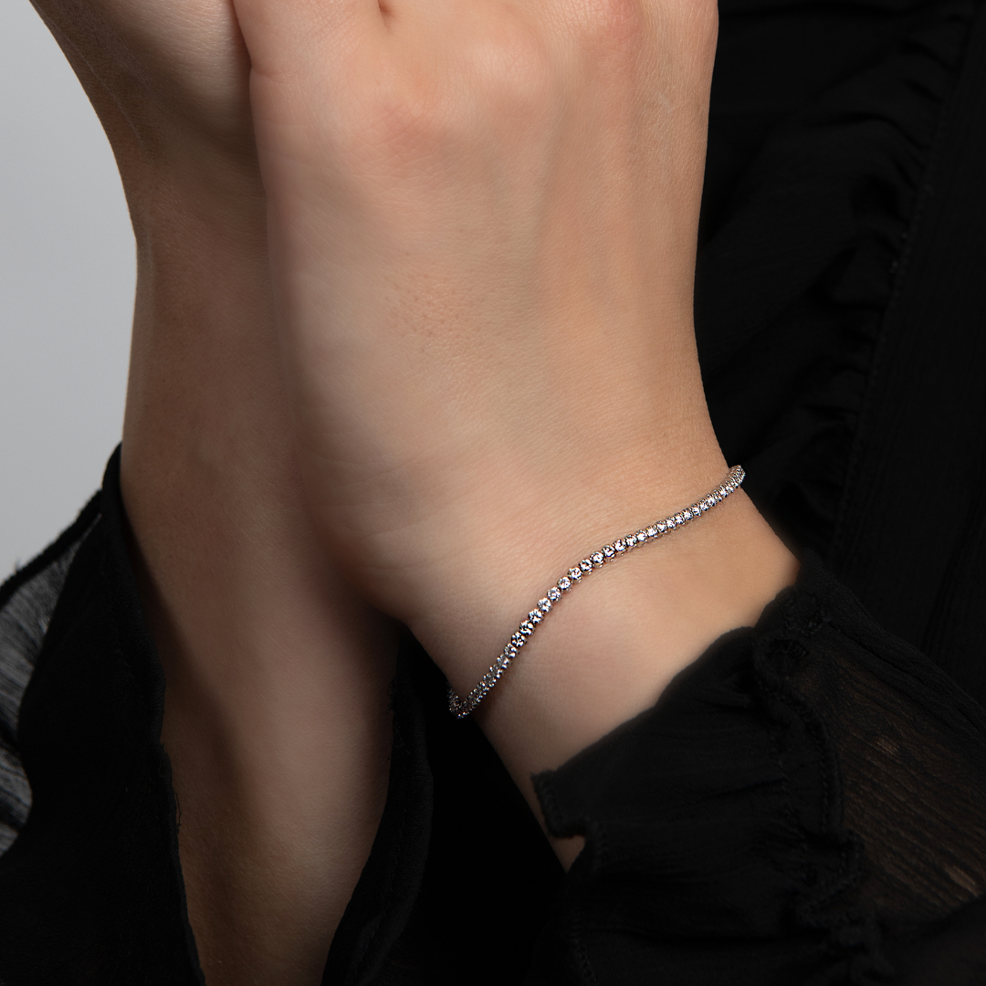 brățară Tennis din aur alb de 18K cu Diamante naturale  3