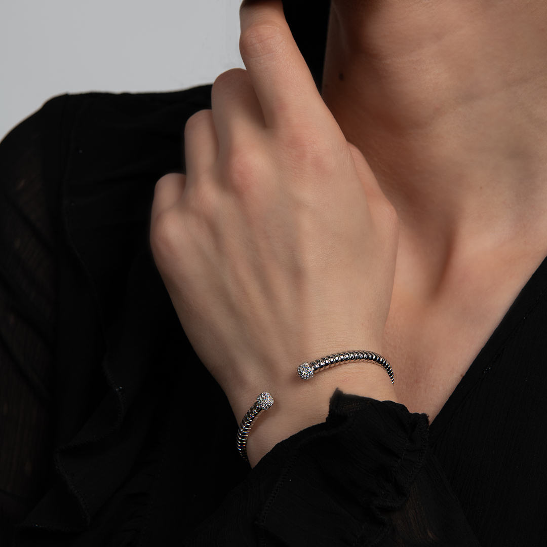 brățară fixă din aur alb de 18K cu Diamante naturale  3