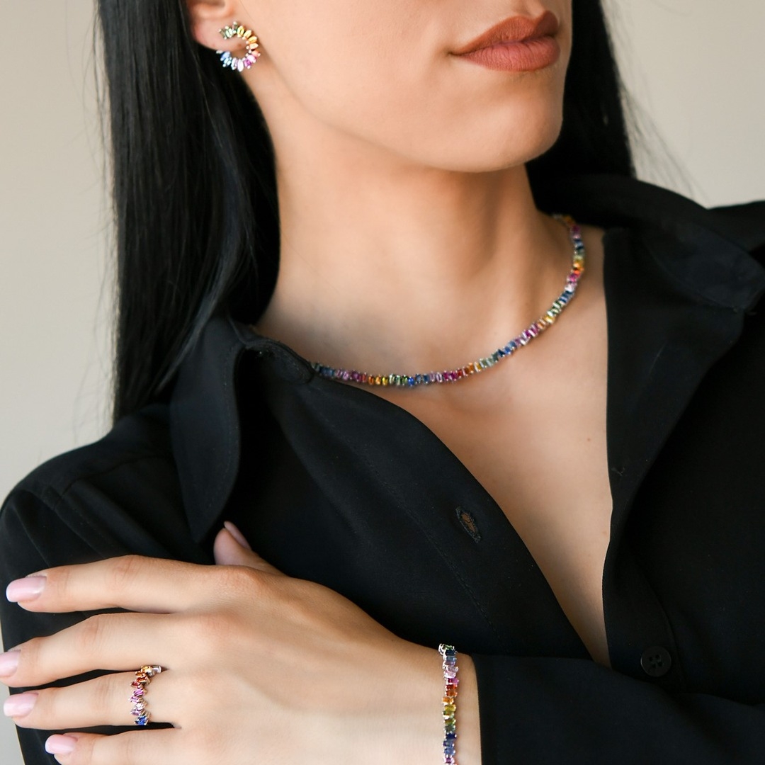 brățară din aur alb de 18K cu Safire Fancy de 8.40ct.  4