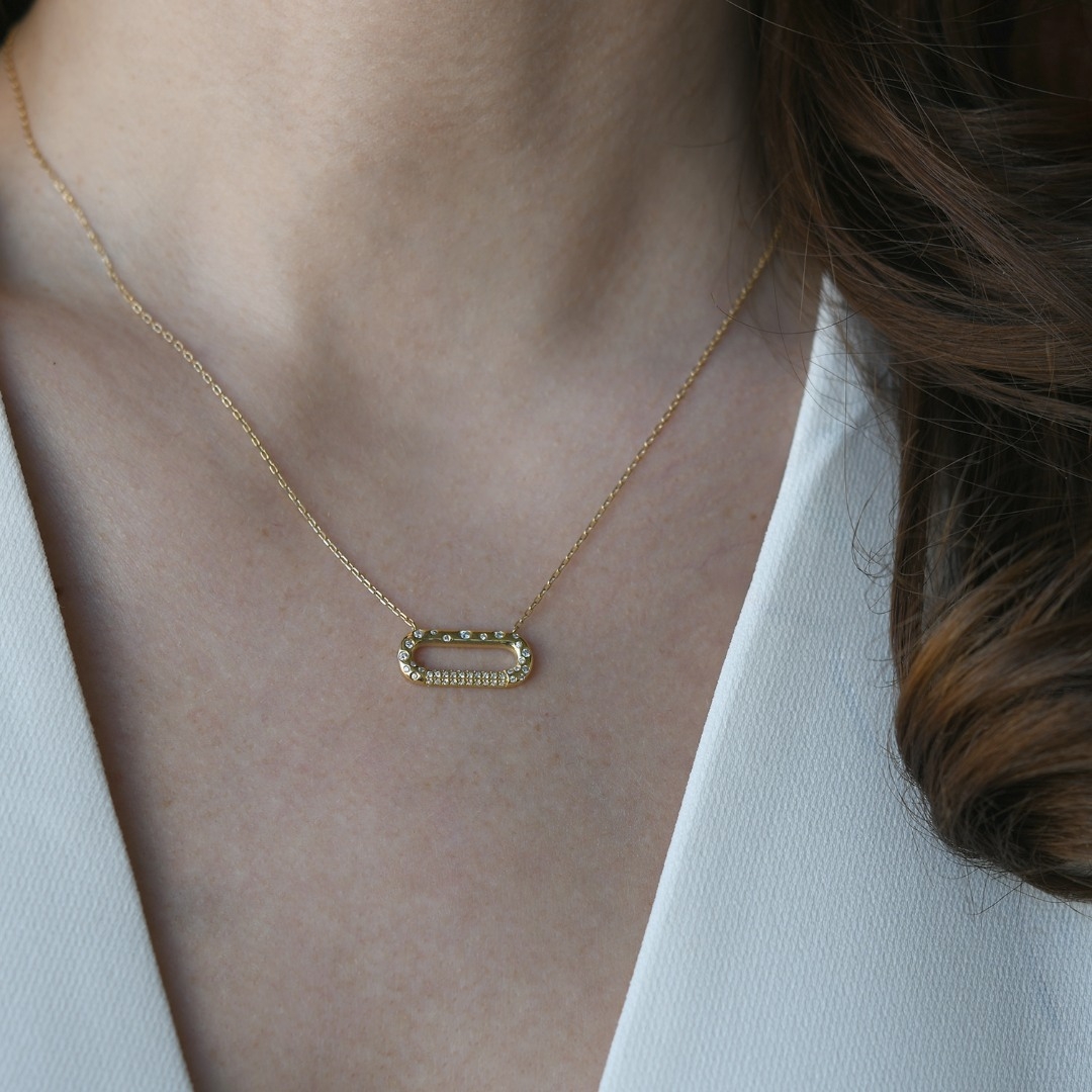 lanț din aur galben de 18K și pandantiv cu Diamante naturale  2