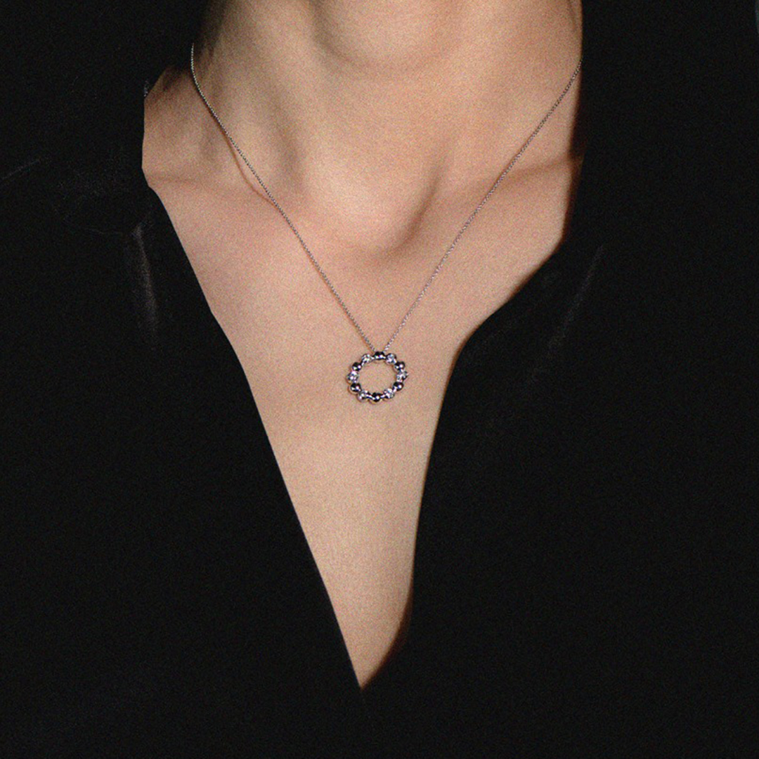 lanț din aur alb de 18K și pandantiv cu Diamante naturale  2