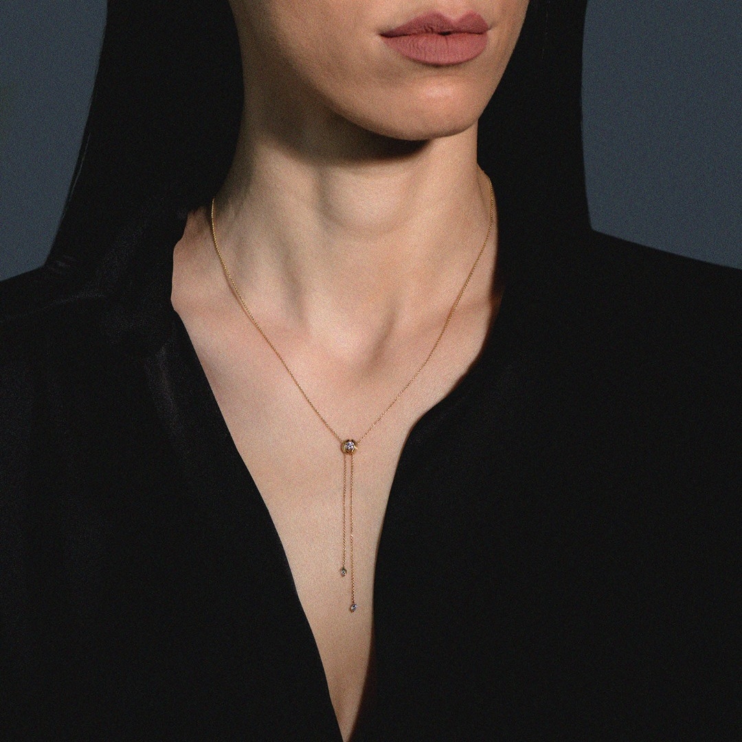 colier din aur roz de 18K cu Diamante naturale Round Brilliant  2