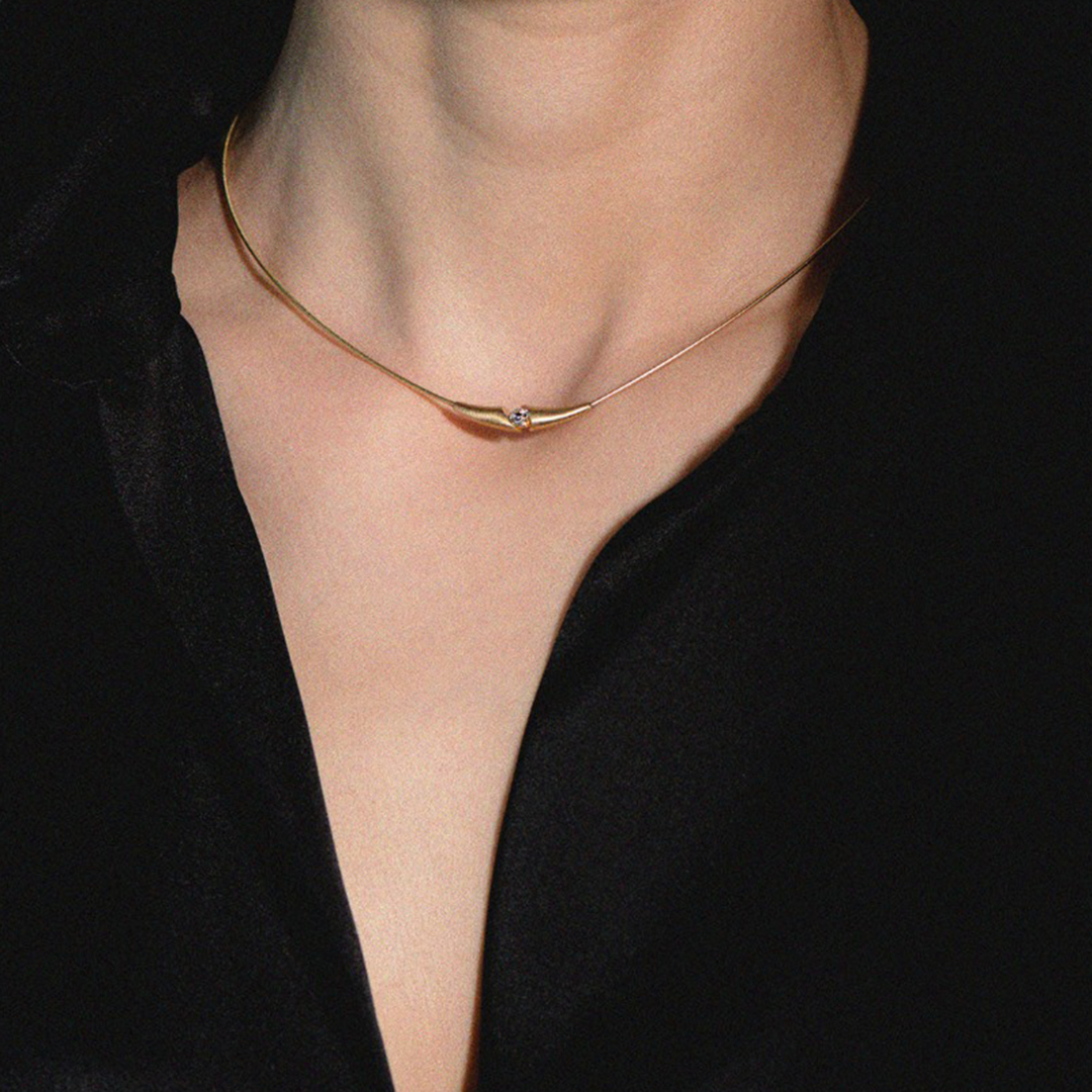 colier din aur galben de 18K cu un Diamant natural Round Brilliant  2