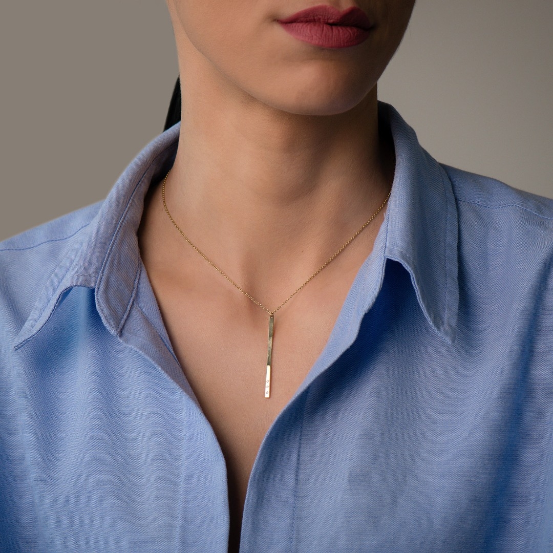 lanț din aur galben de 14K și pandantiv cu Diamante naturale  2