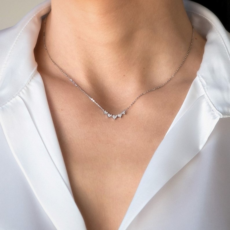 lanț din aur alb de 18K și pandantiv cu Diamante naturale  2