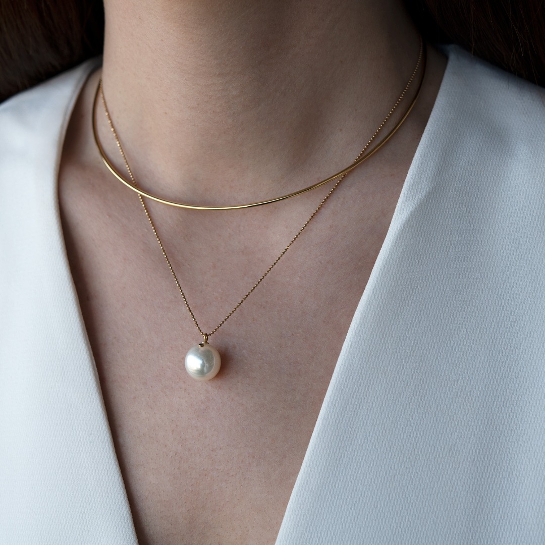 colier din aur galben de 18K cu Perlă de apă sărată  4