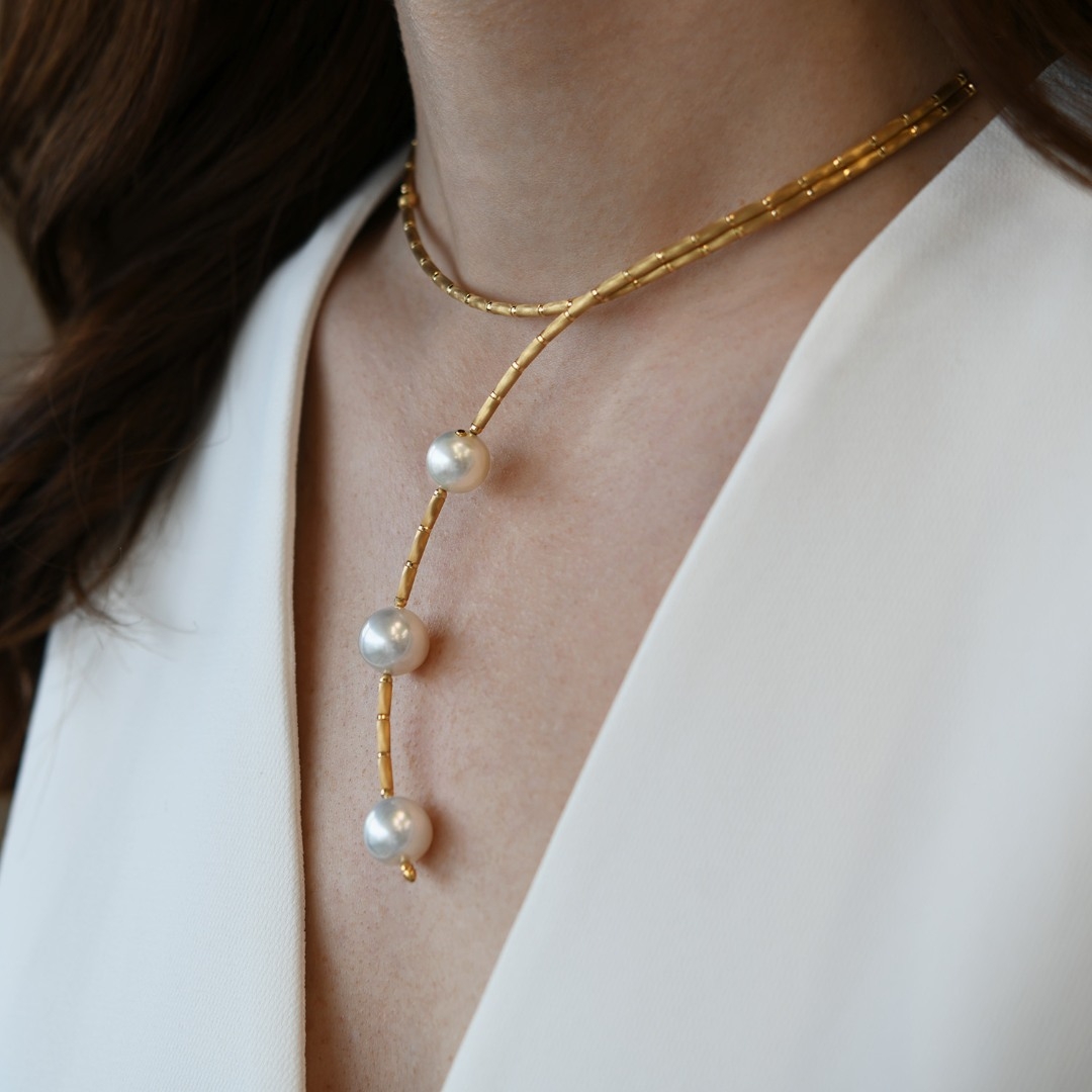 colier din aur galben de 18K cu Perle naturale de apă sărată  1