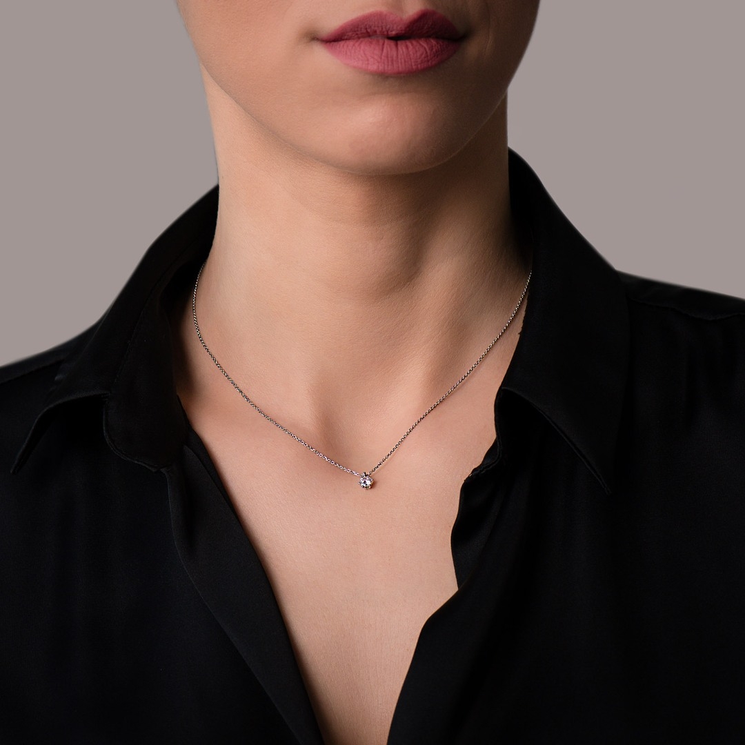 lanț din aur alb de 18K și pandantiv cu Diamant natural  2