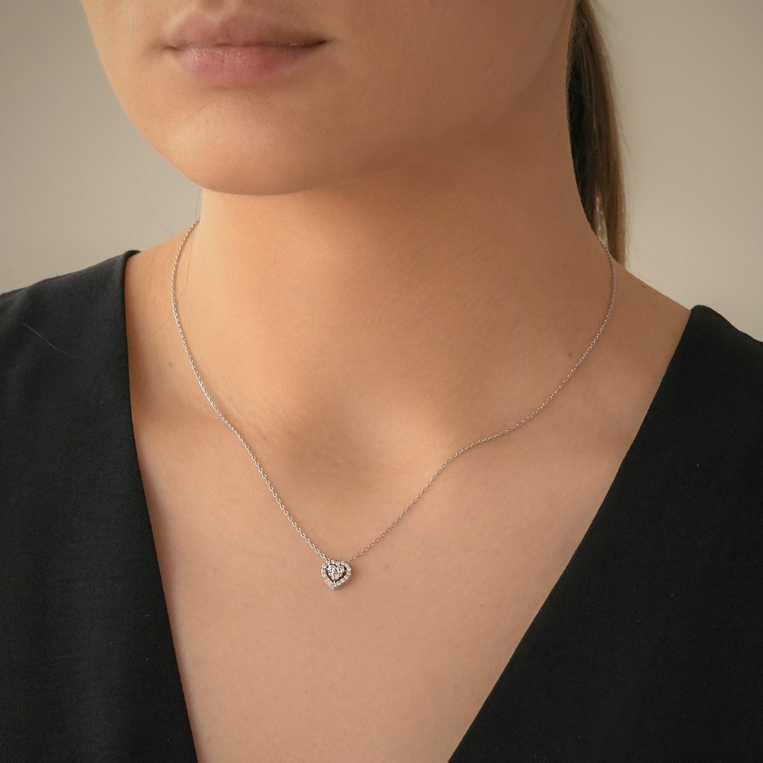 lanț din aur alb de 18K și pandantiv cu Diamante naturale  2