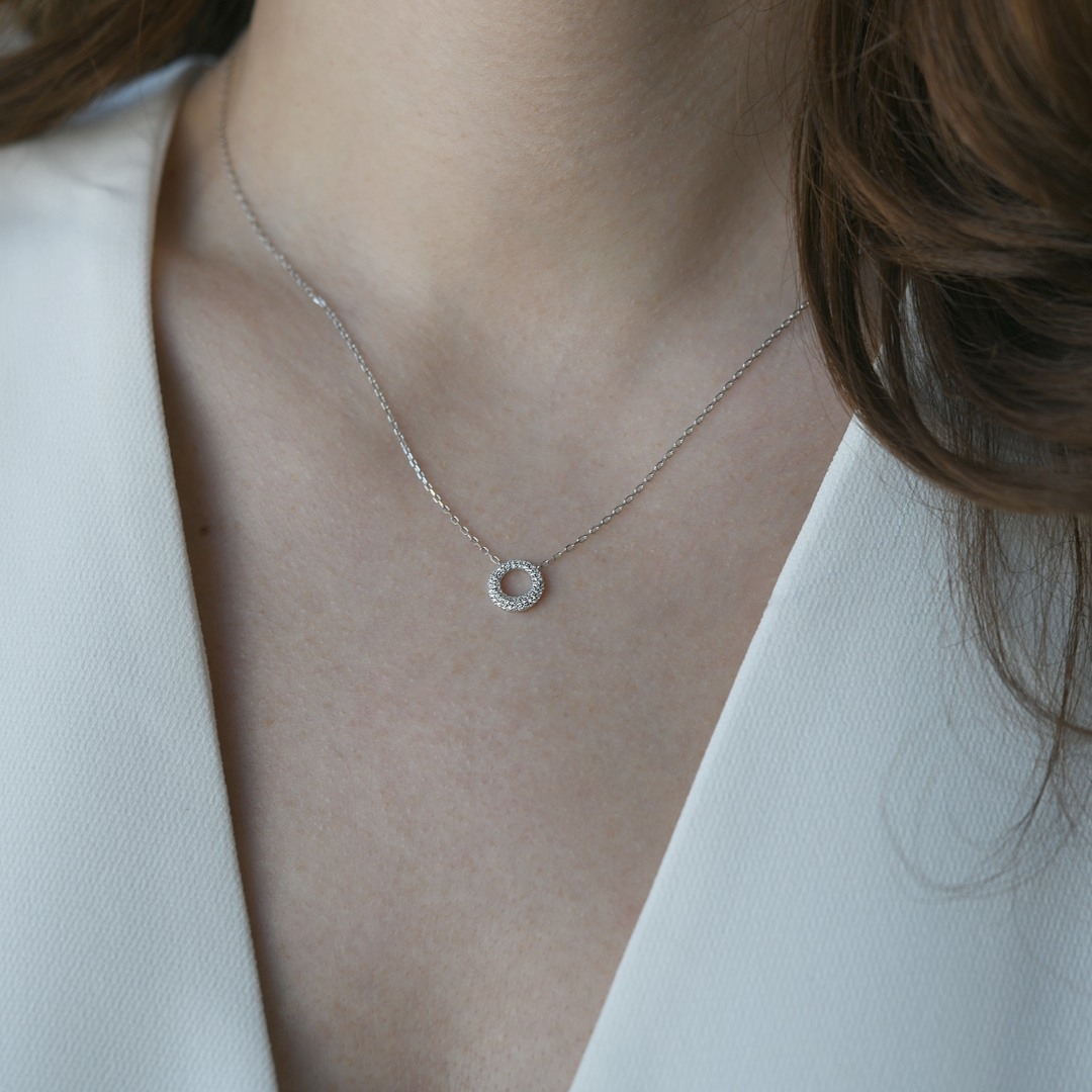 lanț din aur alb de 18K și pandantiv cu Diamante naturale  2