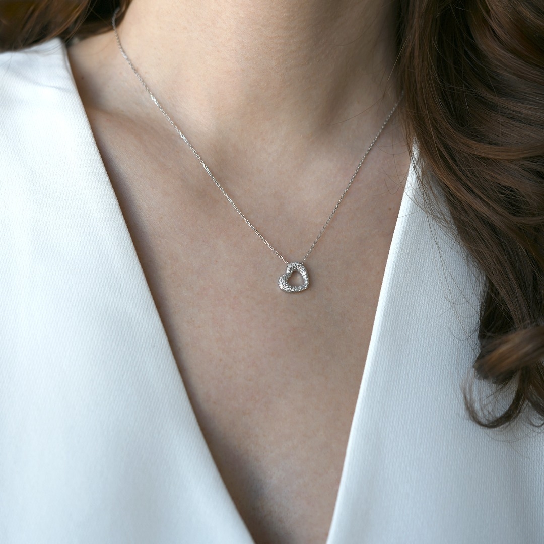 lanț din aur alb de 18K și pandantiv cu Diamante naturale  2