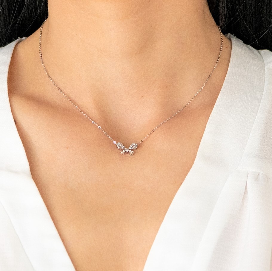 lanț din aur alb de 18K și pandantiv cu Diamante naturale  2