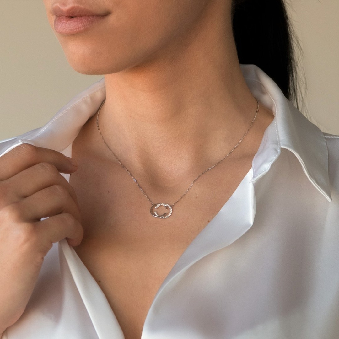 lanț din aur alb de 18K și pandantiv cu Diamante naturale  2