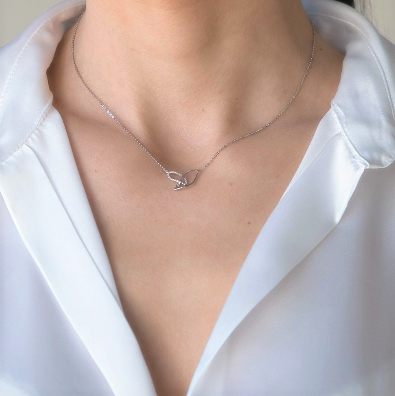 lanț din aur alb de 18K și pandantiv cu Diamante naturale  2